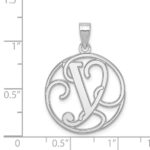 Sterling Silver Rhodium-plated Fancy Script Letter Y Initial Pendant - Image 3