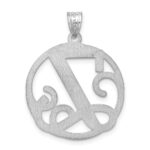 Sterling Silver Rhodium-plated Fancy Script Letter Z Initial Pendant - Image 4