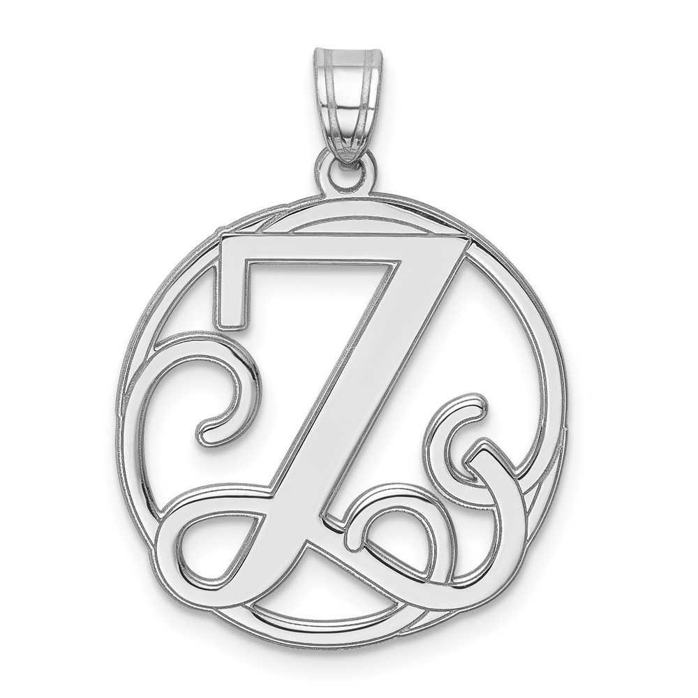 QC8999Z.jpg Sterling Silver Rhodium-plated Fancy Script Letter Z Initial Pendant - Image 1