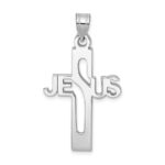 Sterling Silver Rhodium-plated Jesus Cross Medium Pendant