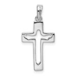 Sterling Silver Rhodium-plated Jesus Cut-out Cross Pendant - Image 3