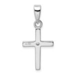 Sterling Silver Rhodium-plated White Lab Created Opal Cross Pendant - Image 3