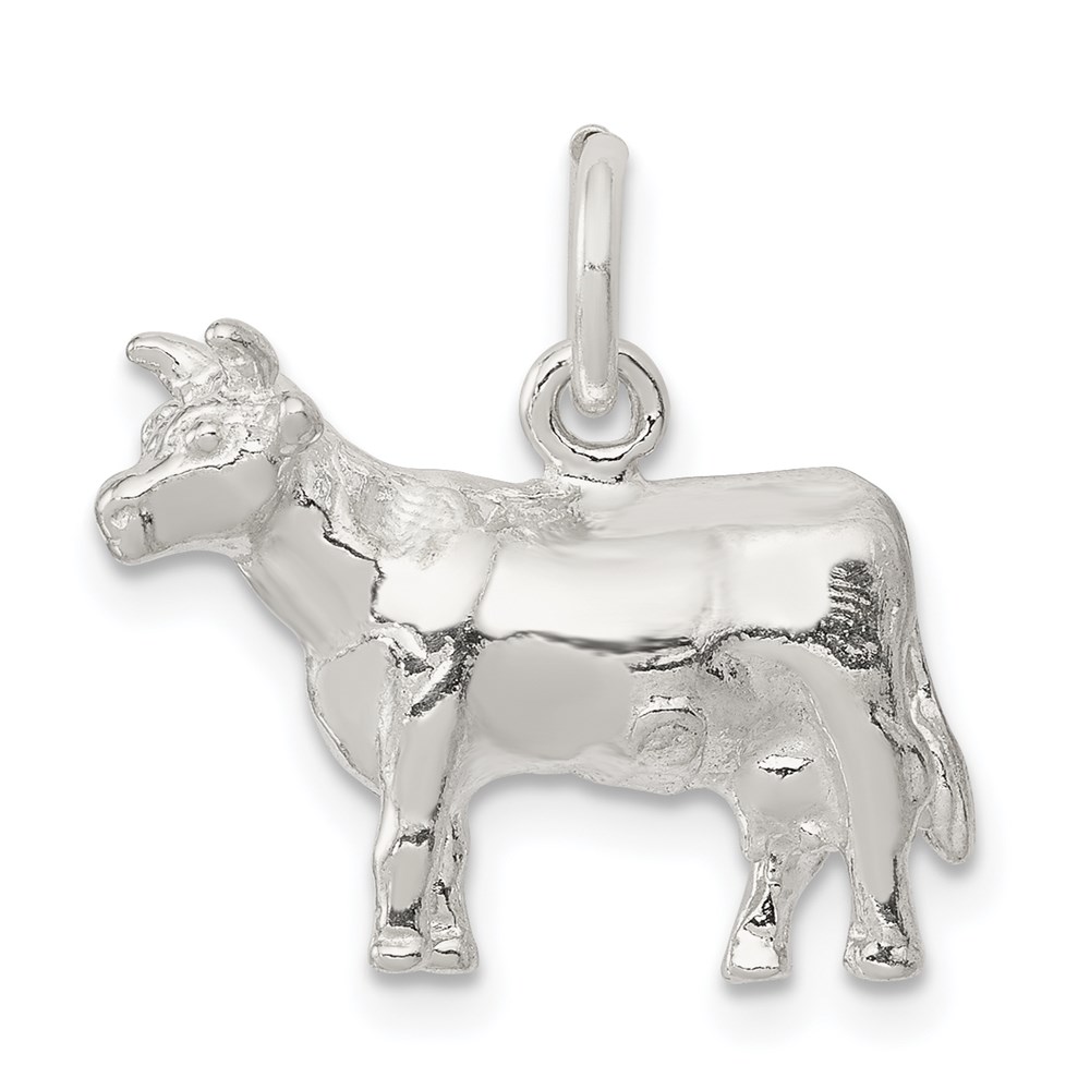 QC904.jpg Sterling Silver Cow Charm - Image 1