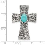 Sterling Silver Antiqued Reconstituted Turquoise Cabochon Slide - Image 5