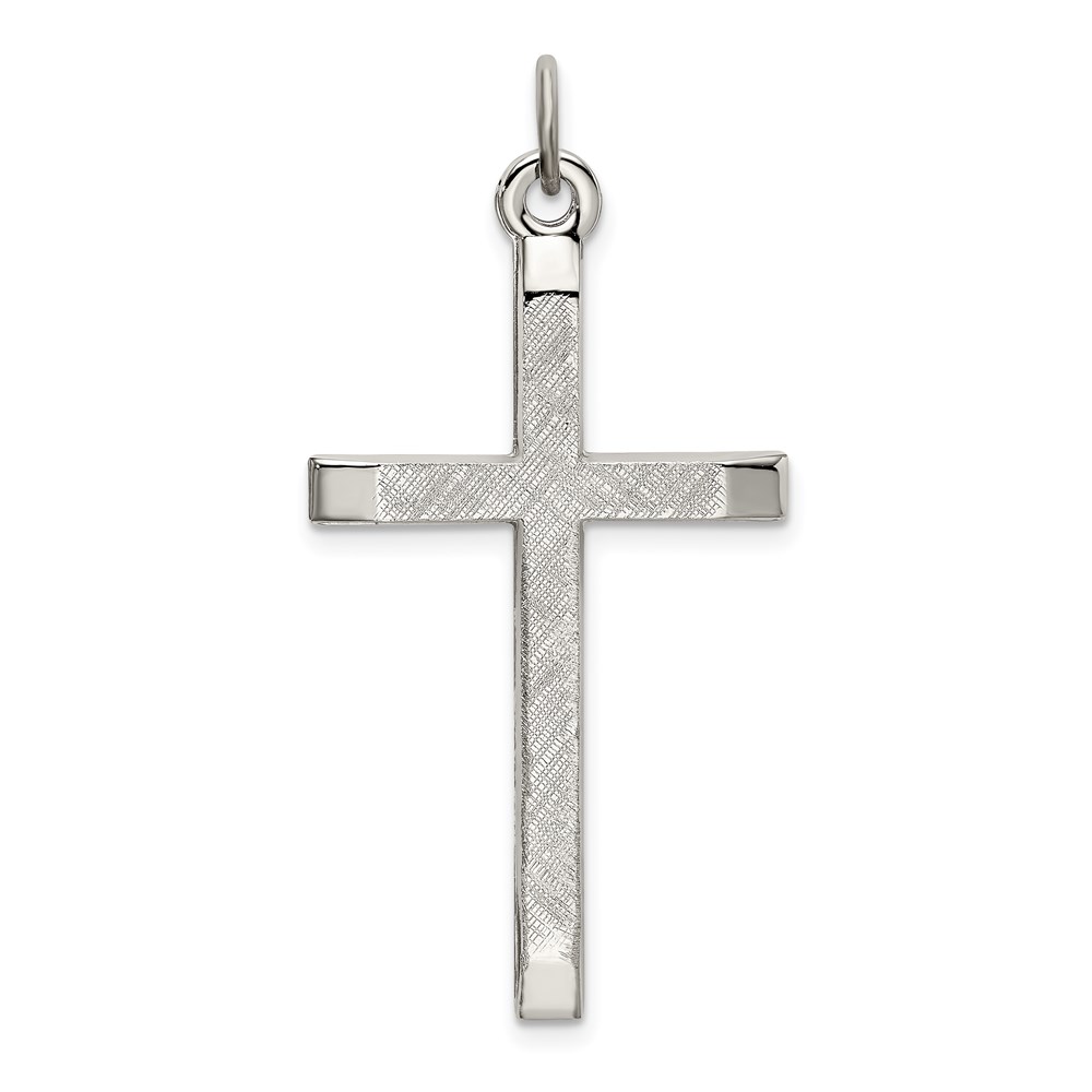 QC9052.jpg Sterling Silver Polished and Textured Cross Pendant - Image 1