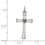 Sterling Silver Polished CZ Heart Cross Pendant - Image 4