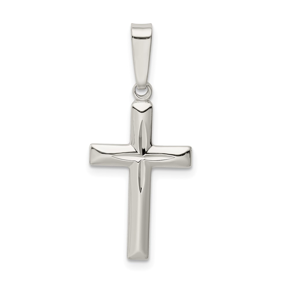 QC9056.jpg Sterling Silver Polished D/C Cross Pendant - Image 1
