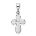 Sterling Silver Rhodium-plated Enamel & Glitter Fabric Cross Pendant - Image 3