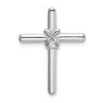 Sterling Silver Rhodium-plated Polished w/ CZ Cross Chain Slide