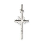 Sterling Silver Polished and Satin Dove Cross Pendant - Image 3