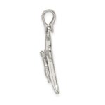 Sterling Silver Rhodium-plated Satin & Polished Crucifix Pendant - Image 2