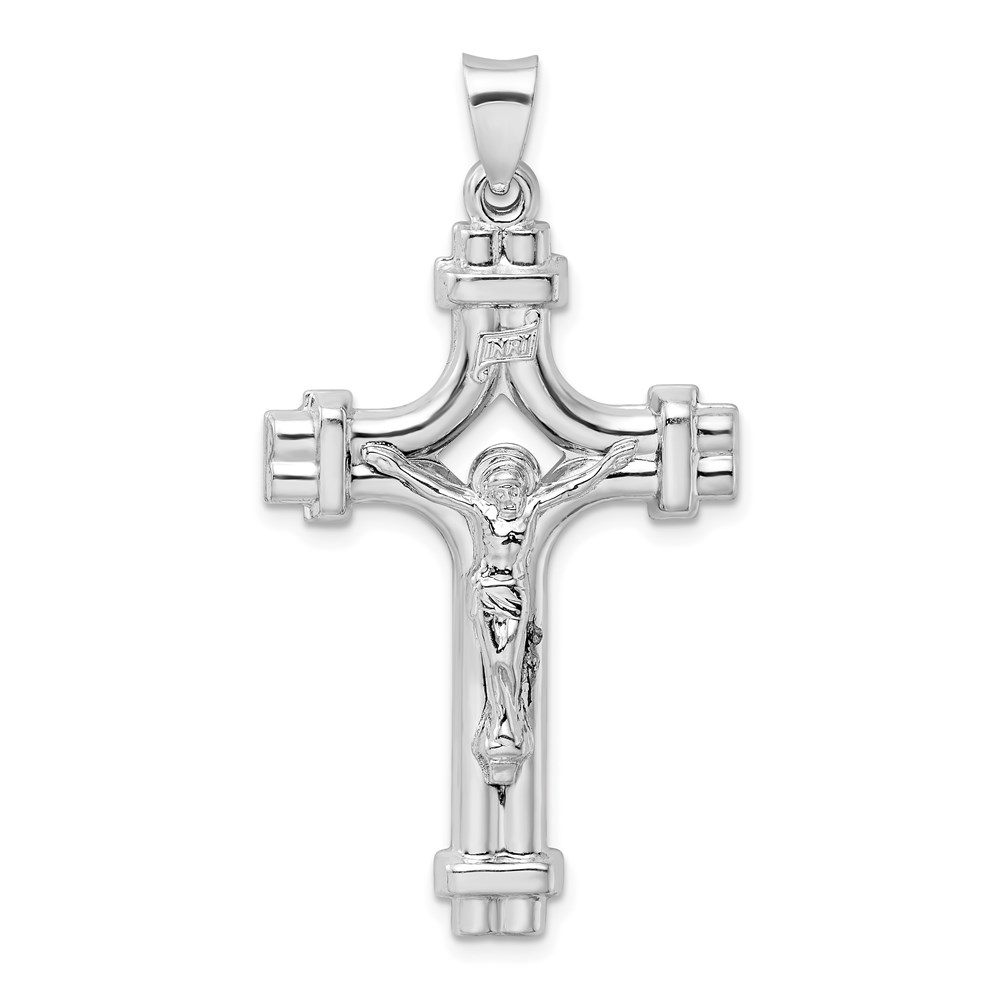 QC9103.jpg Sterling Silver Rhodium-plated Polished INRI Crucifix Pendant - Image 1