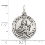 Sterling Silver Satin Antiqued Spanish St. Lucy Medal Pendant - Image 4
