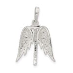 Sterling Silver Polished Wings And Cross Pendant - Image 3
