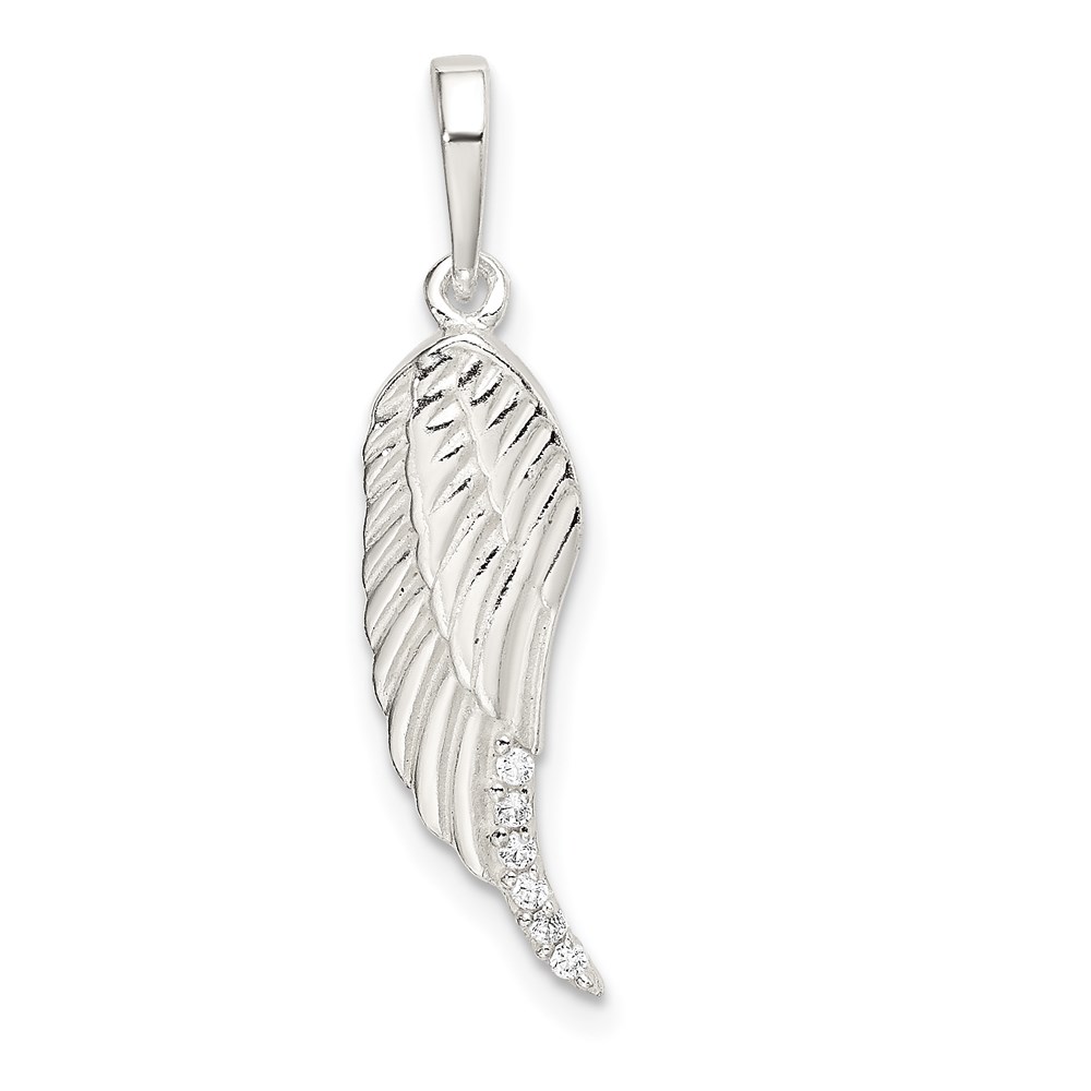 QC9140.jpg Sterling Silver Polished Wing Pendant - Image 1