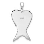 Sterling Silver Rhodium-plated Antiqued Angel Wing Pendant - Image 3