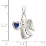 Sterling Silver Angel w/Dark Blue CZ Heart Pendant - Image 4