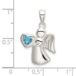 Sterling Silver Angel w/Blue CZ Heart Pendant - Image 4