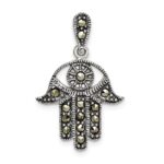 Sterling Silver Antiqued Marcasite Chamseh Pendant