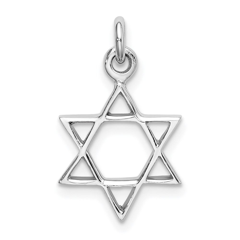 QC9167.jpg Sterling Silver Rhodium-plated Polished Star of David Pendant - Image 1