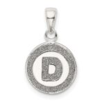 Sterling Silver Glitter Enamel Letter D Initial Circle Pendant