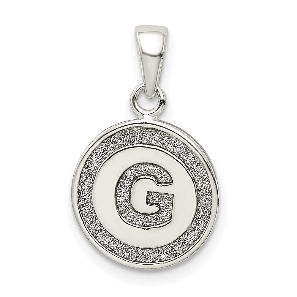 QC9180G.jpg Sterling Silver Glitter Enamel Letter G Initial Circle Pendant - Image 1