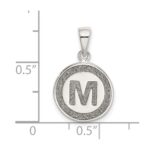 Sterling Silver Glitter Enamel Letter M Initial Circle Pendant - Image 3