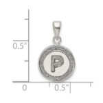 Sterling Silver Glitter Enamel Letter P Initial Circle Pendant - Image 3