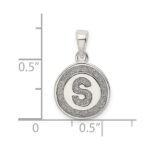 Sterling Silver Glitter Enamel Letter S Initial Circle Pendant - Image 3