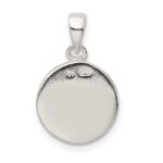 Sterling Silver Glitter Enamel Letter T Initial Circle Pendant - Image 4