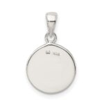 Sterling Silver Glitter Enamel Letter V Initial Circle Pendant - Image 4