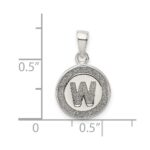 Sterling Silver Glitter Enamel Letter W Initial Circle Pendant - Image 3