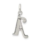 Sterling Silver Polished Glitter Enamel Letter A Initial Charm - Image 3
