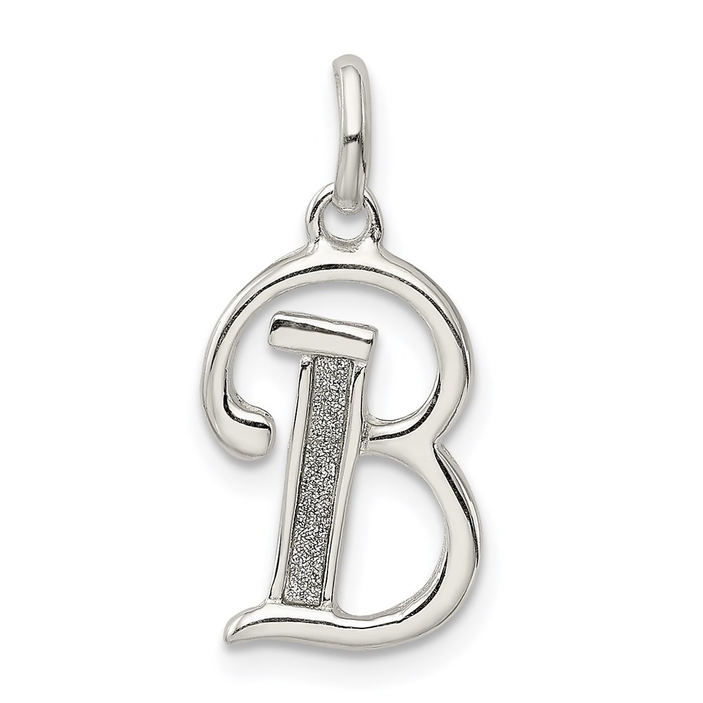 QC9181B.jpg Sterling Silver Polished Glitter Enamel Letter B Initial Charm - Image 1