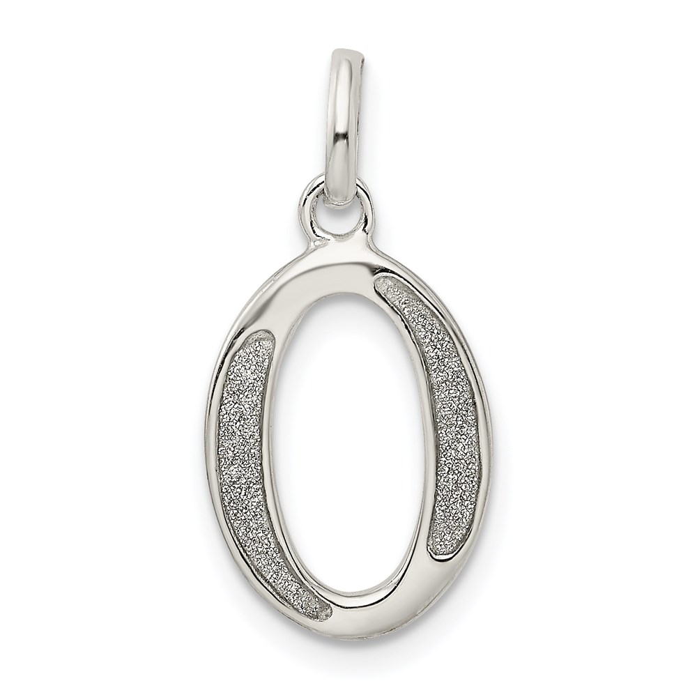 QC9181O.jpg Sterling Silver Polished Glitter Enamel Letter O Initial Charm - Image 1