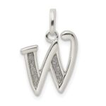 Sterling Silver Polished Glitter Enamel Letter W Initial Charm