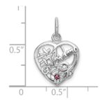 Sterling Silver Rhodium-plated Pink & White CZ #1 Grandma Pendant - Image 4