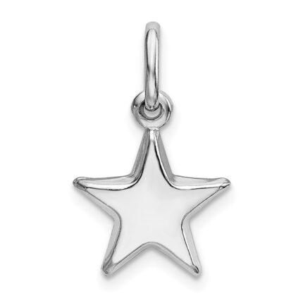 Sterling Silver Rhodium Plated Polished Star Charm