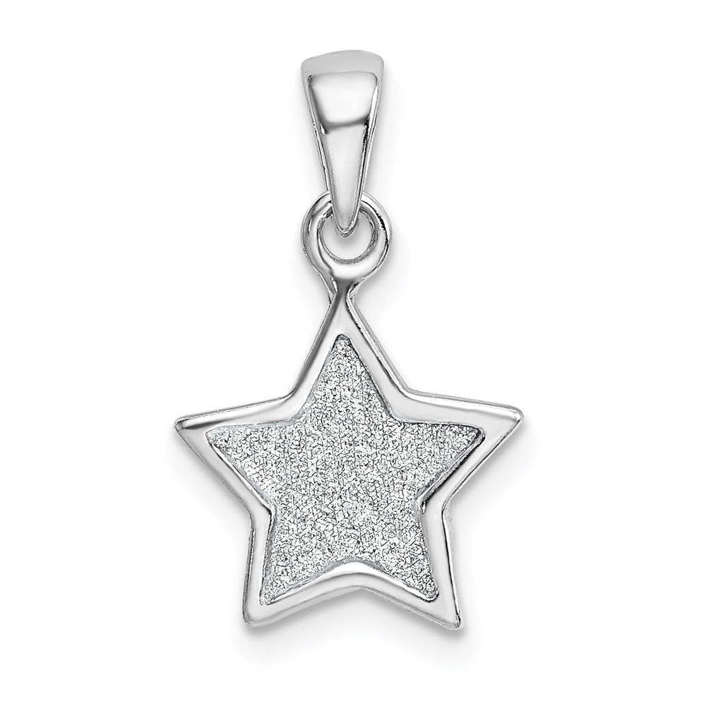 QC9226.jpg Sterling Silver Rhodium-plated Glitter Enamel Fabric Star Pendant - Image 1