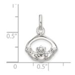 Sterling Silver Polished Claddagh Charm - Image 4