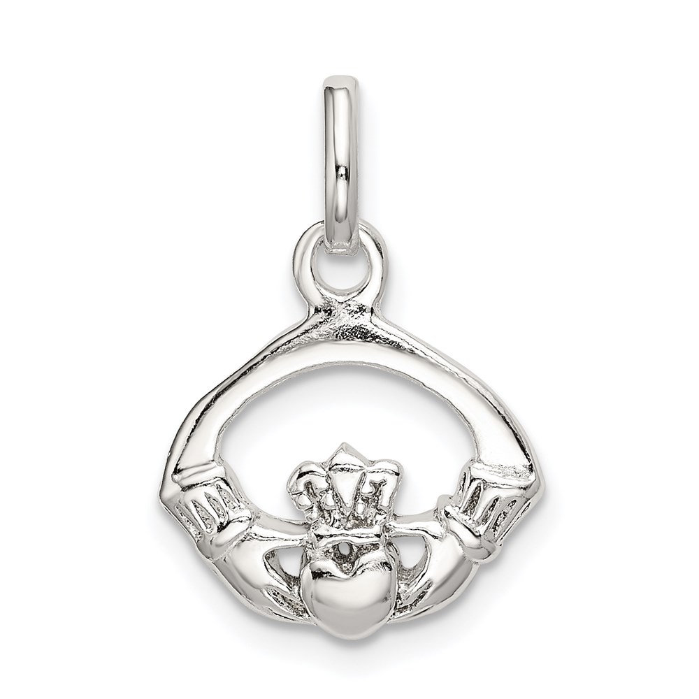 QC9250.jpg Sterling Silver Polished Claddagh Charm - Image 1