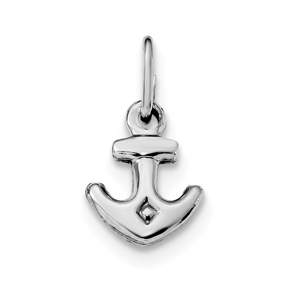 QC9255.jpg Sterling Silver Rhodium Plated Polished Anchor Charm - Image 1