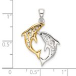 Sterling Silver & Gold-tone Enameled Filigree Dolphins Pendant - Image 4