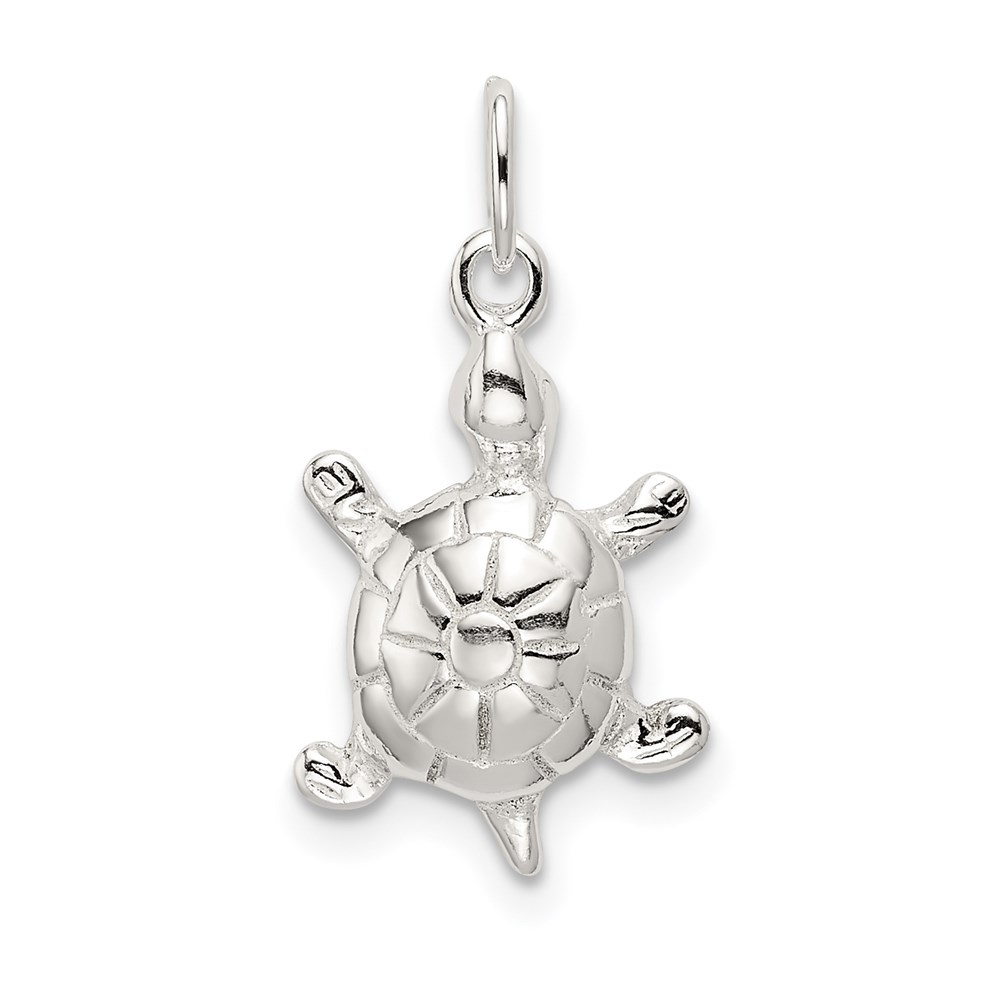 QC9278.jpg Sterling Silver Polished Turtle Charm - Image 1