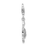 Sterling Silver Rhodium-plated CZ Sea Turtle with Lobster Clasp Charm - Image 2