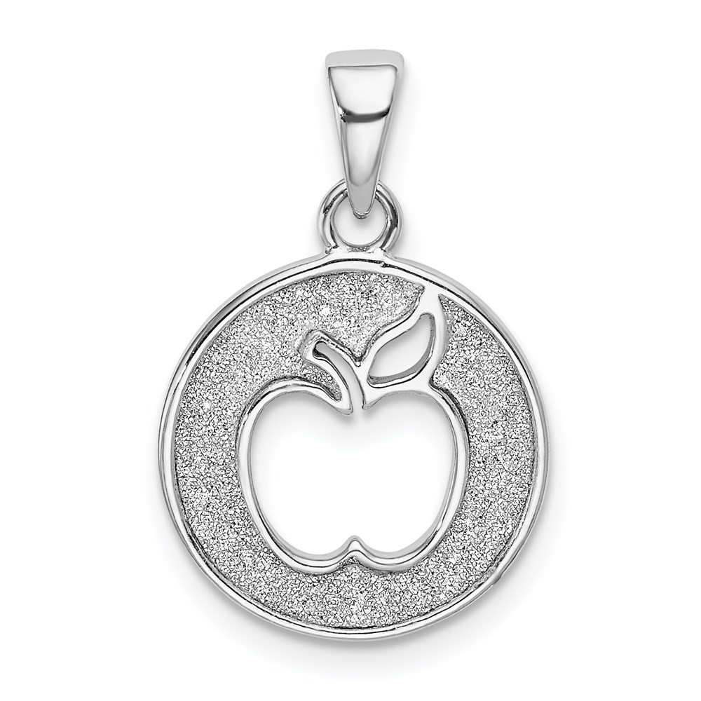 QC9287.jpg Sterling Silver Rhodium-plated Enamel Glitter Fabric Apple Cut-out Pendant - Image 1