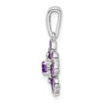 Sterling Silver Rhodium-plated Amethyst and Enamel Pendant - Image 2