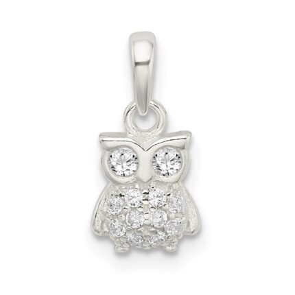 Sterling Silver CZ Owl Pendant