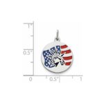 Sterling Silver Rhodium-plated Enameled Statue of Liberty w/Flag Charm - Image 3