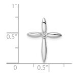 Sterling Silver Rhodium-plated Center CZ Passion Cross Chain Slide - Image 4